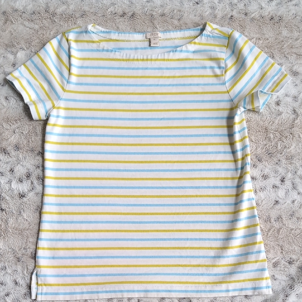 J. Crew Factory Striped Boatneck Cotton Tee